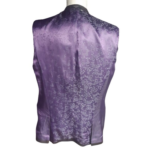 Ted Baker SZ42 Velvet Collar, Indigo Pinstripe Men's Black Wool Dinner Jacket - Picture 14 of 16